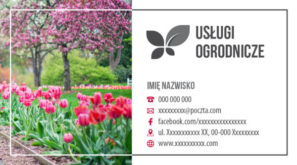 Wizytówki dla ogrodnika tulipany, kwiaty, ogród, wiosennie