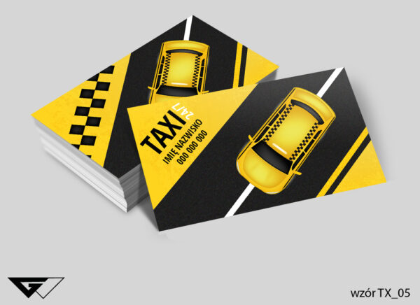 Wizytówki dla przewoźnika taxi czarna, żółta, tanio, przewóz osób, samochód