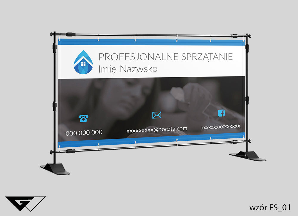 Baner firma sprzątająca, szybko, zdjęcie w tle, projekt indywidualny, tanio
