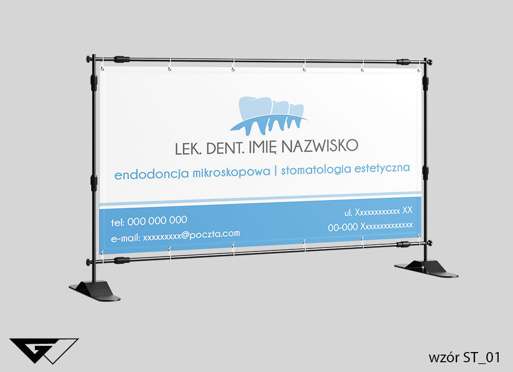 Baner stomatologia, lekarz, rysunek, zęby, szybka realizacja