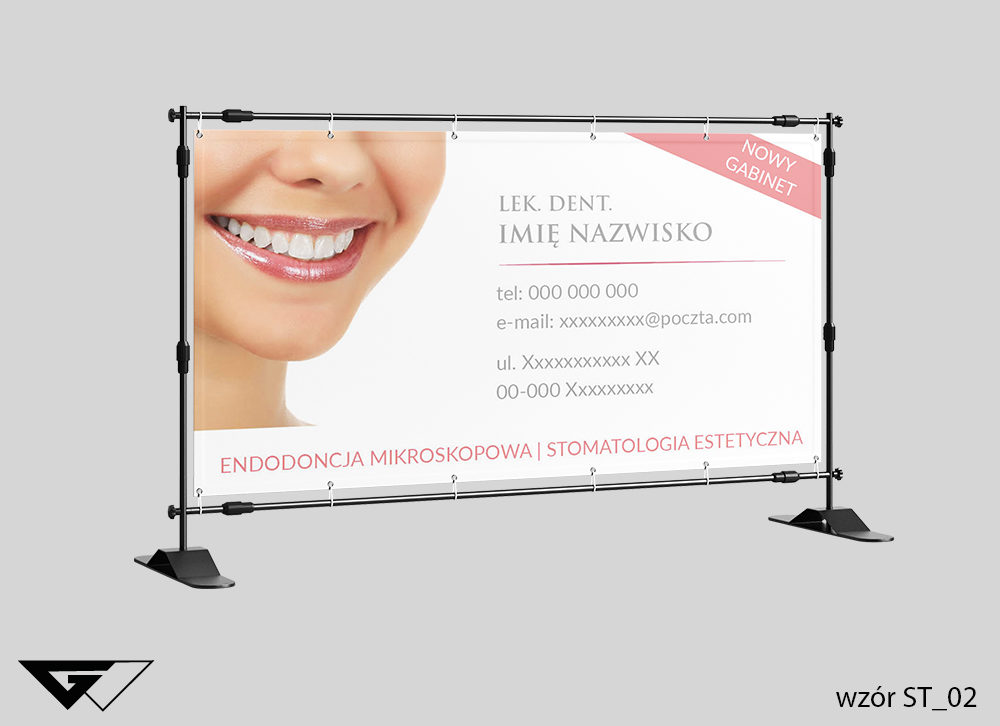 Baner stomatologia, gabinet stomatologiczny, indywidualny projekt, zdjęcie