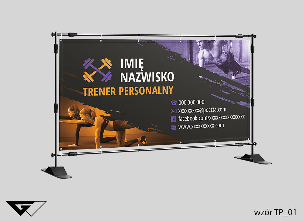Baner trener personalny, zdjęcie, projekt indywidualny, szybka realizacja, kobieta, mężczyzna