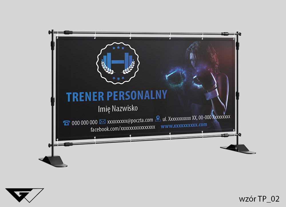 Baner trener personalny, zdjęcie, projekt indywidualny, szybka realizacja, kobieta