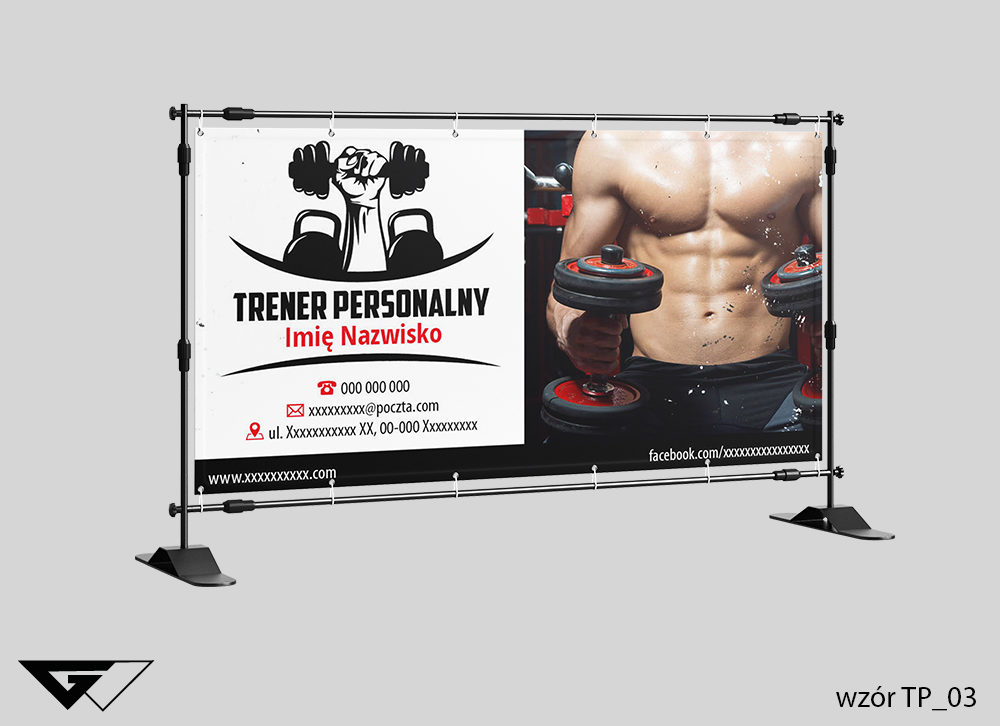Baner trener personalny, zdjęcie, projekt indywidualny, szybka realizacja, mężczyzna