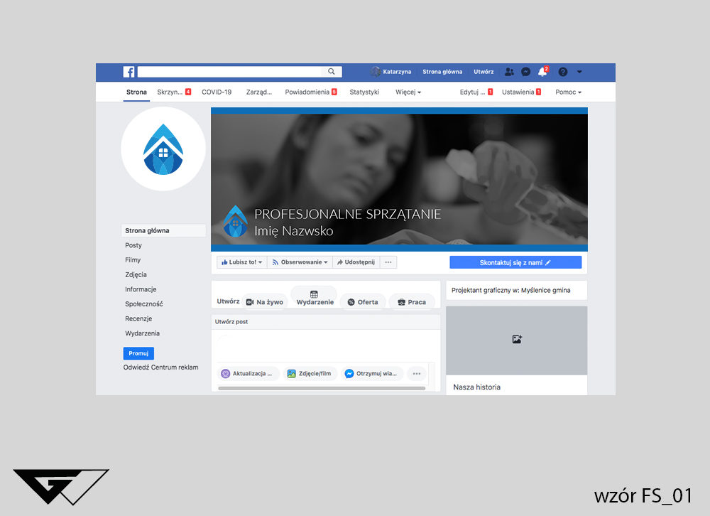 Tło na facebook firma sprzątająca, szybko, zdjęcie w tle, projekt indywidualny, tanio