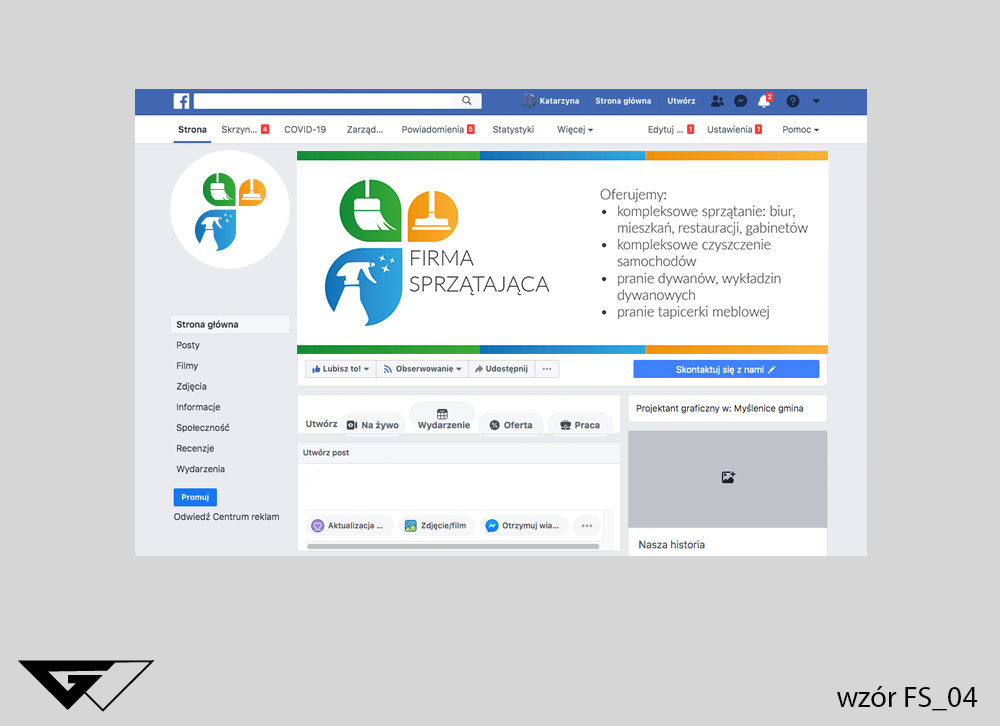 Tło facebook dla firmy sprzątającej tanio, szybko, profesjonalnie