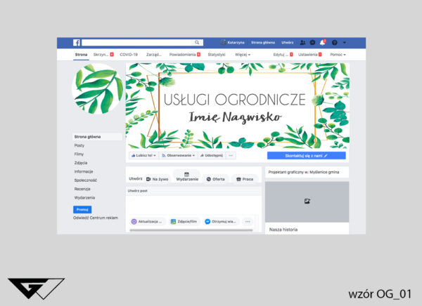 Tło na facebook dla ogrodnika przyroda, profesjonalizm, liście, zielone, szybka realizacja
