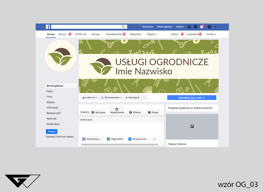 Tło facebook usługi ogrodnicze, rolnicze, rysunkowe, narzędzia ogrodnicze
