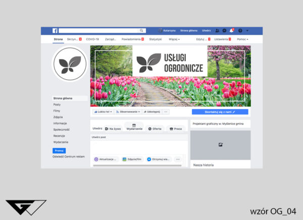 Tło na facebook dla architekta zieleni tulipany, kwiaty, ogród, wiosennie