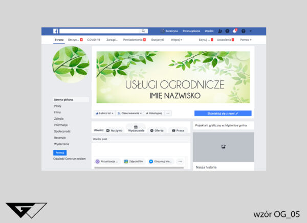 Tło na facebook projektowanie zieleni listki, rośliny, zielone