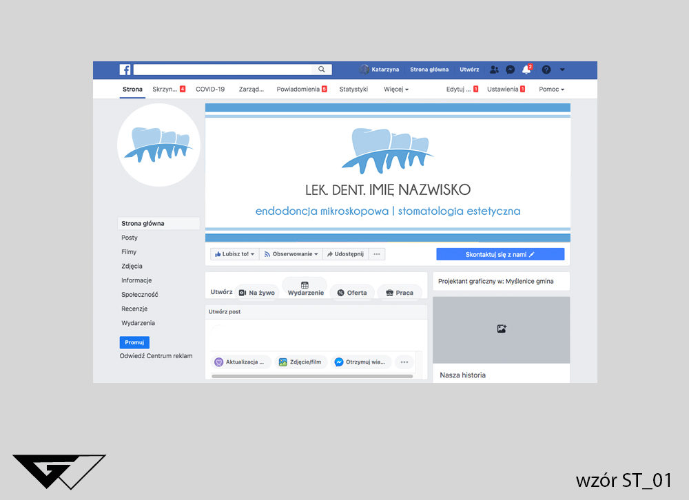 Tło na facebook stomatologia, lekarz, rysunek, zęby, szybka realizacja