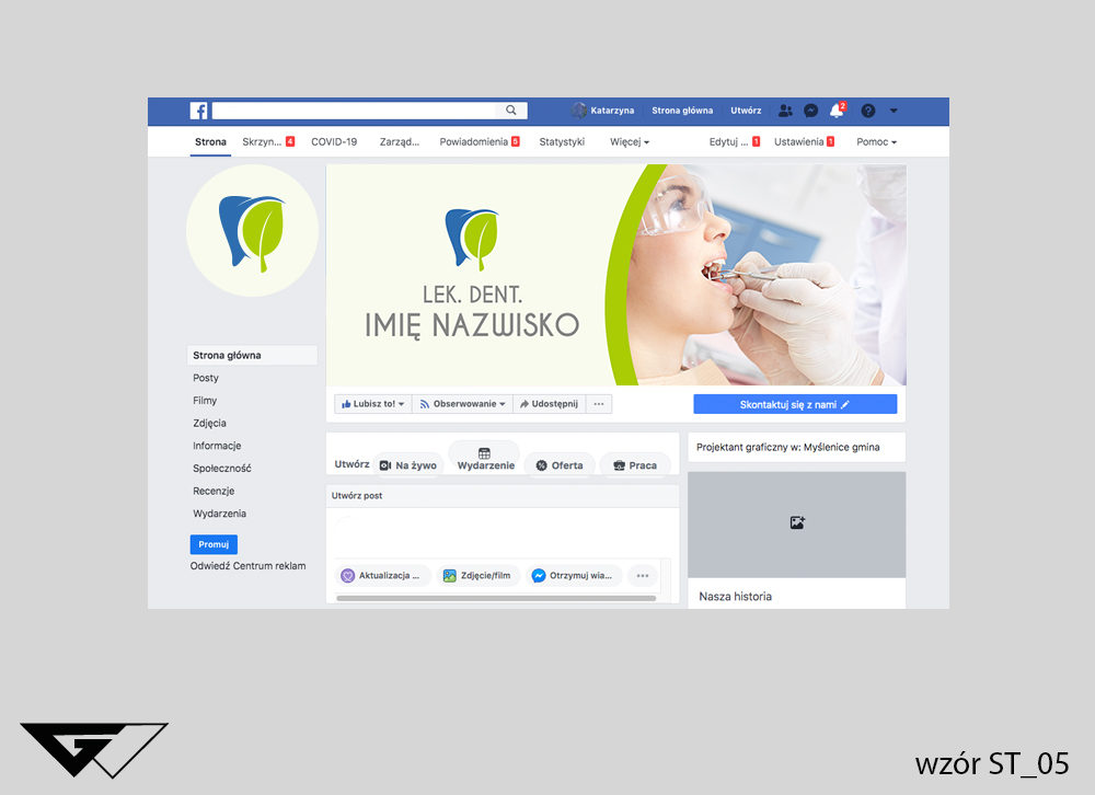 Tło na facebook stomatologia, szybko, profesjonalnie, ze zdjęciem, projekt indywidualny