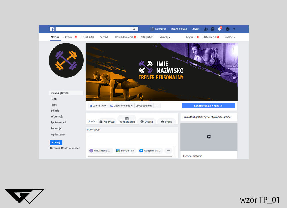 Tło na facebook dla trenera personalnego sport, zdrowie