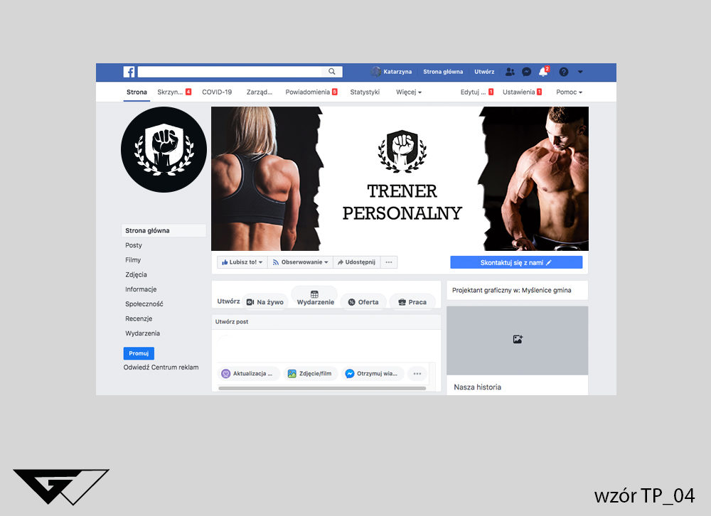 Tło na facebook dla trenera personalnego kobieta, mężczyzna