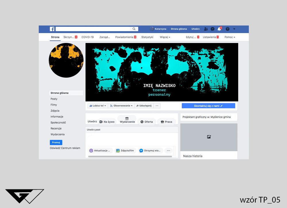 Tło na facebook trener personalny, indywidualny wzór, szybka realizacja