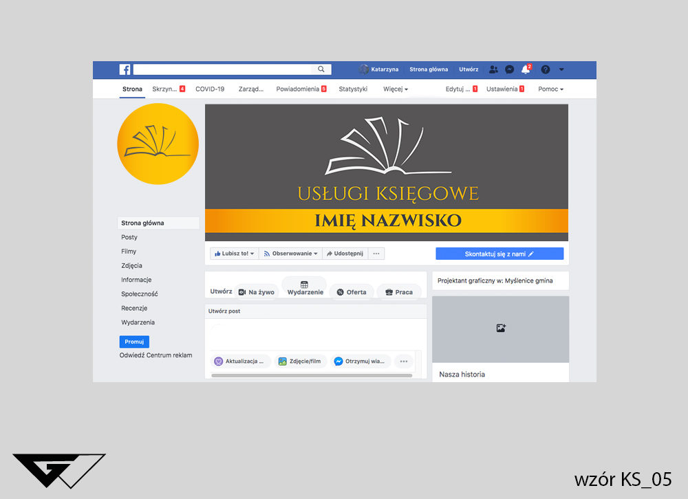Tło na facebook usługi księgowe, rysunek, podatki, tanie wykonanie