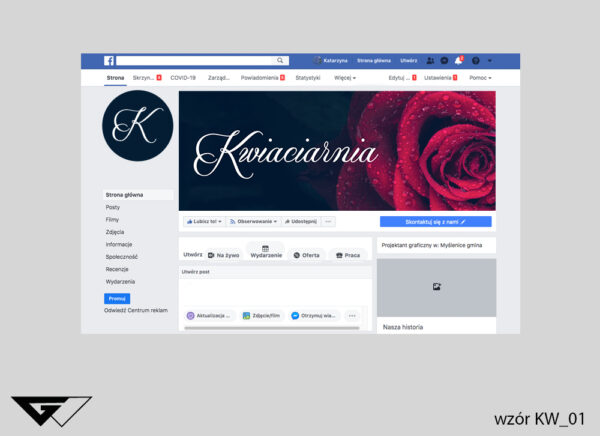 Cover na facebook kwiaciarnia, róża, eleganckie, szybka realizacja, indywidualny projekt