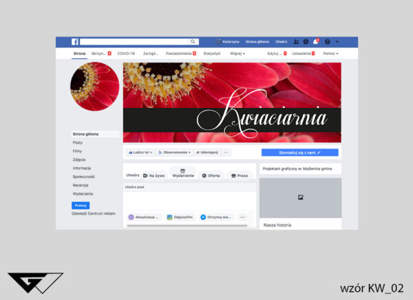 Cover na facebook kwiaciarnia, klasyczne, czarne, czerwone kwiaty, szybka realizacja