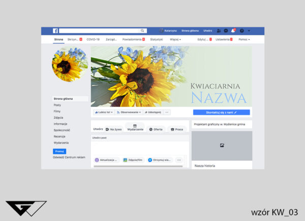 Cover na facebook kwiaciarnia, kwiaty, kolorowe, słonecznik, szybka realizacja