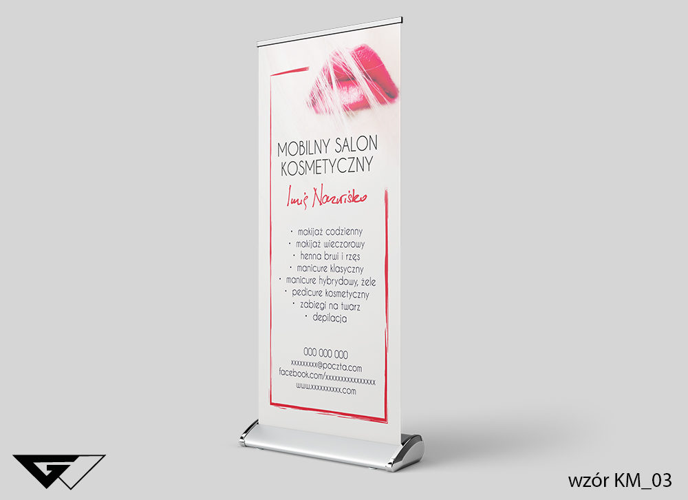 Rollup mobilny salon kosmetyczny, eleganckie, usta,szybka realizacja_wizualizacja