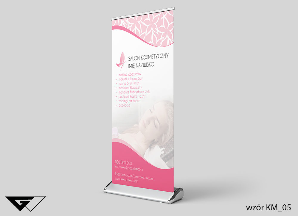 Rollup salon kosmetyczny, kwiaty, obrazek w tle, szybka realizacja_wizualizacja
