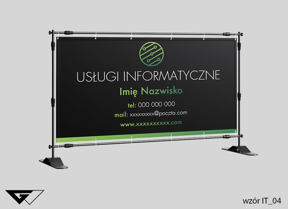 Baner sługi informatyczne, zielony, czarny, indywidualny projekt_wizualizacja