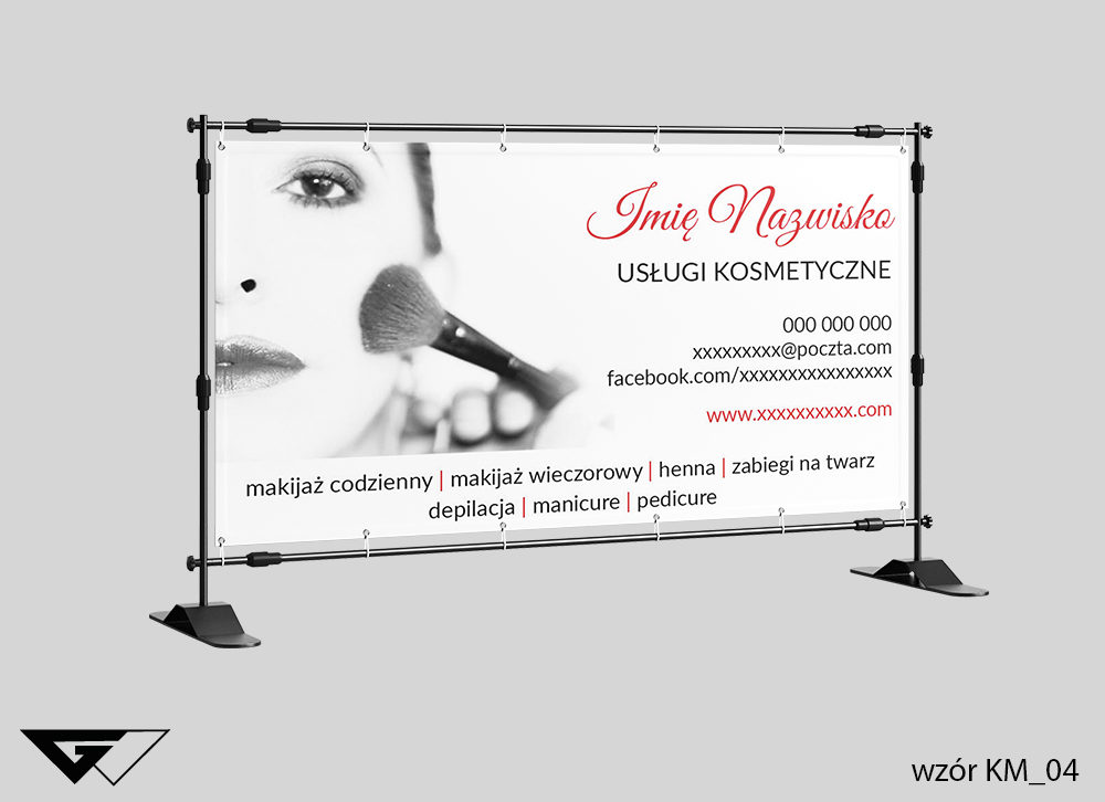 Baner usługi kosmetyczne, pędzle,zdjęcie, szyba realizacja_wizualizacja