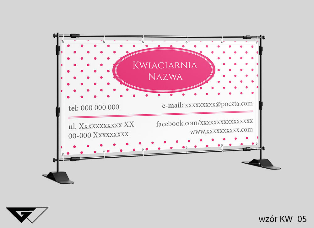 Baner kwiaciarnia, kropki, jasne tło, szybka realizacja