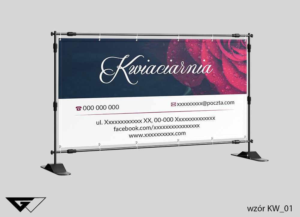 Baner kwiaciarnia, róża, eleganckie, szybka realizacja, indywidualny projekt