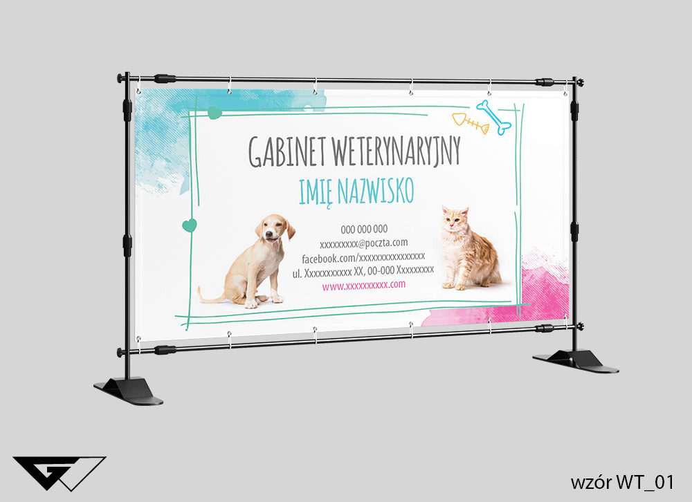 Baner gabinet weterynaryjny, pies, kot, kolorowe, szybka realizacja, indywidualny projekt