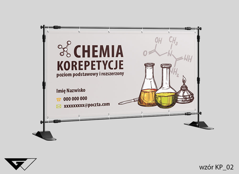 Baner chemia, korepetycje, probówki, fiolki, szybka realizacja_wizualizacja