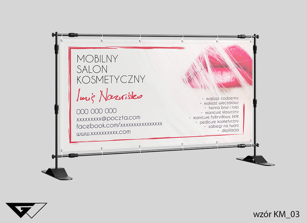 Baner mobilny salon kosmetyczny, eleganckie, usta,szybka realizacja_wizualizacja