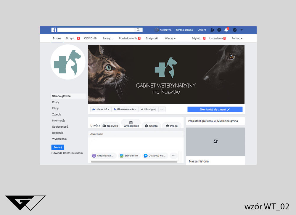 Tło na facebook gabinet weterynaryjny, pies, kot, zdjęcie, szybka realizacja
