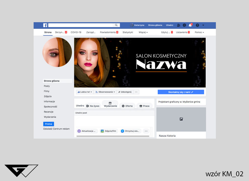 Tło na facebook salon kosmetyczny, zdjęcie, czarny, szybka realizacja_wizualizacja