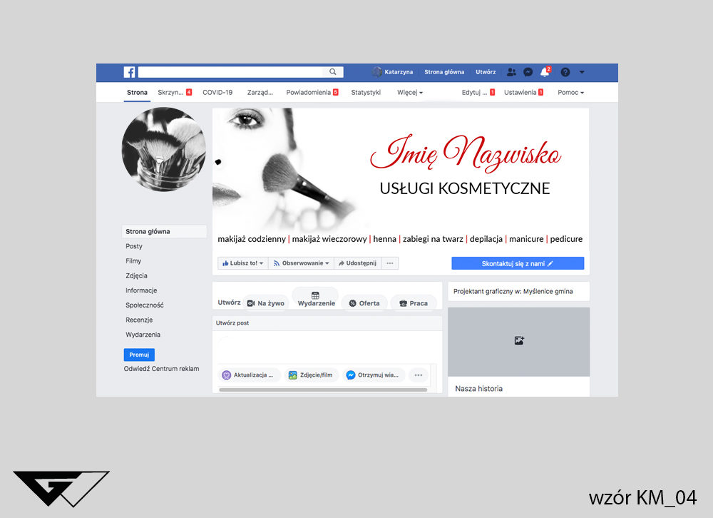 Tło na facebook usługi kosmetyczne, pędzle,zdjęcie, szyba realizacja_wizualizacja