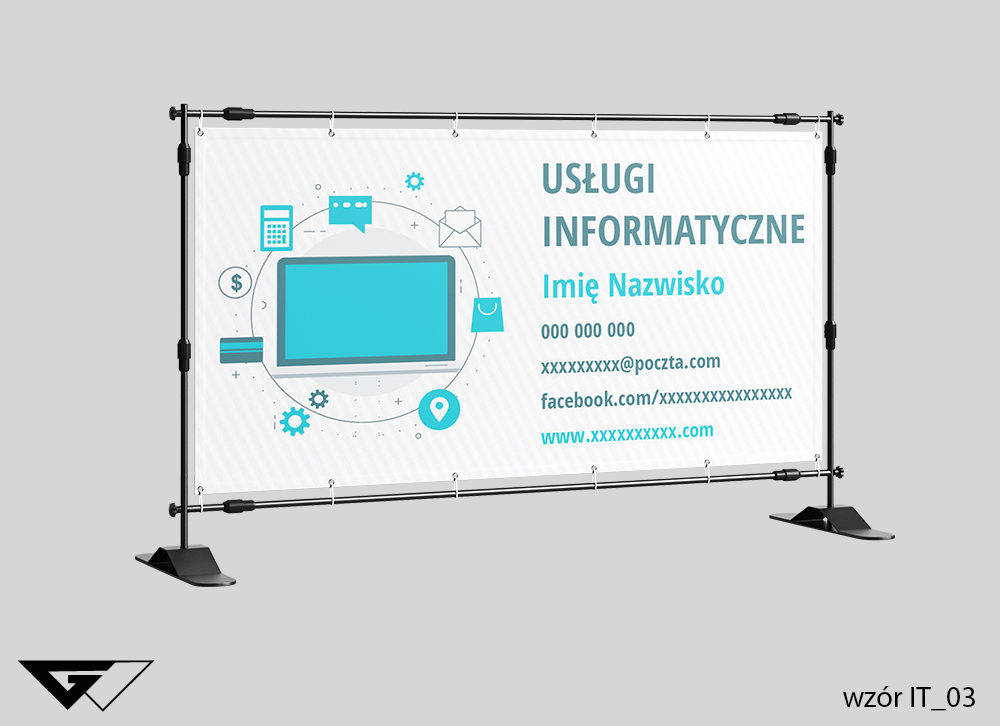 Baner usługi informatyczne, rysunek, białe tło, szybka realizacja_wizualizacja