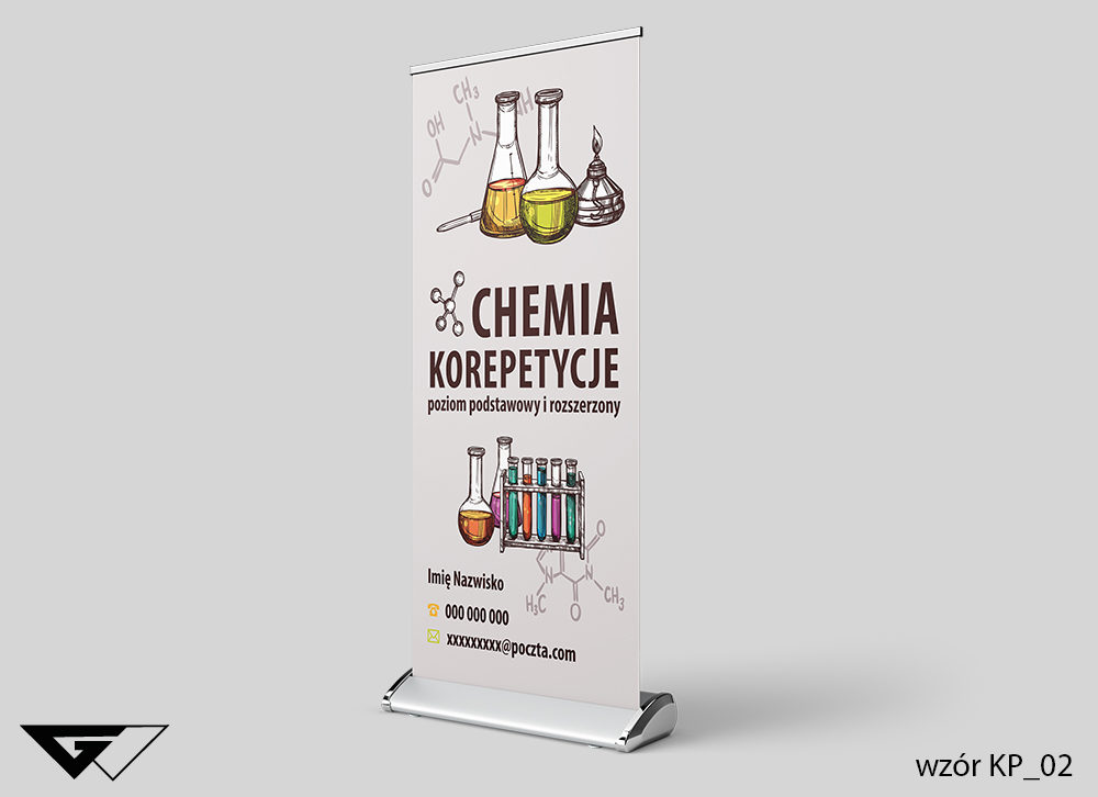 Rollup chemia, korepetycje, probówki, fiolki, szybka realizacja_wizualizacja