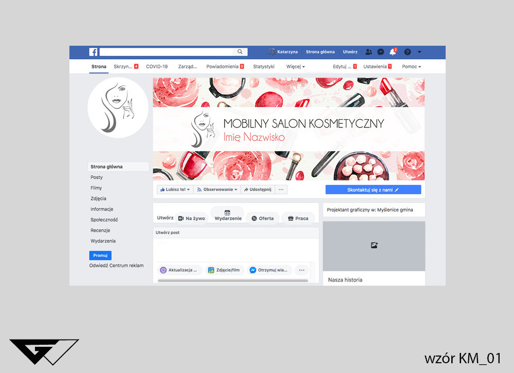 Tło na faebook mobilny salon kosmetyczny, obrazek, kosmetyki, rysunek, szybka realizacja_wizualizacja