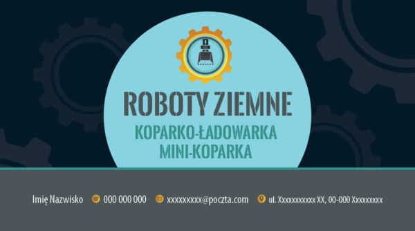 Roboty_ziemne_czarna_z_niebieskim_wizytówka_gotowe_wzory_Myślenice_indywidualne_projekty