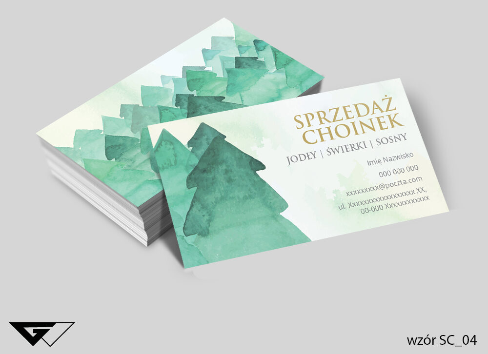 wizytówka_gotowe_wzory_sprzedaż_choinek_pastelowa_elegancka_klasyczna_Myślenice_indywduane_projekty