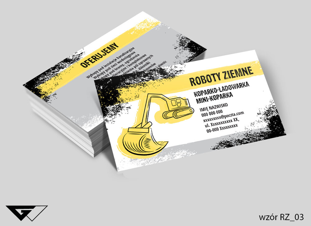 Roboty_ziemne_koparka_żółta_szara_gotowe_wzory_Myślenice
