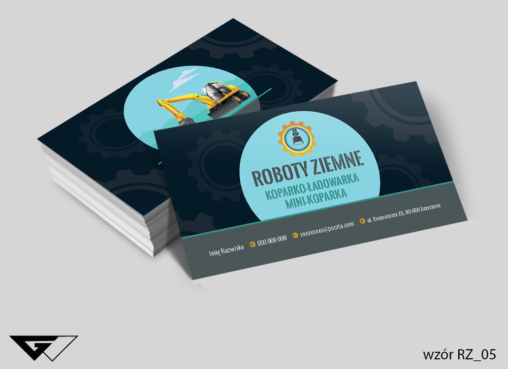 Roboty_ziemne_czarna_z_niebieskim_wizytówka_gotowe_wzory_Myślenice_indywidualne_projekty