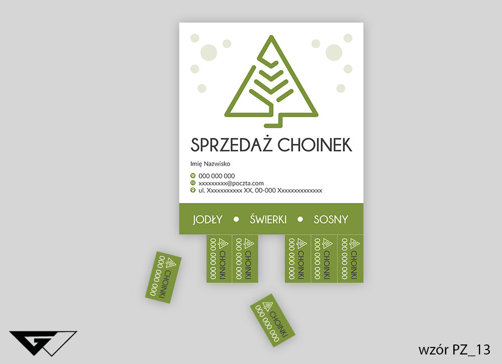 Plakat_ze_zrywkami_rysunkowy_klasyczny_minimalistyczny_zielony_gotowe_wzory_Myślenice