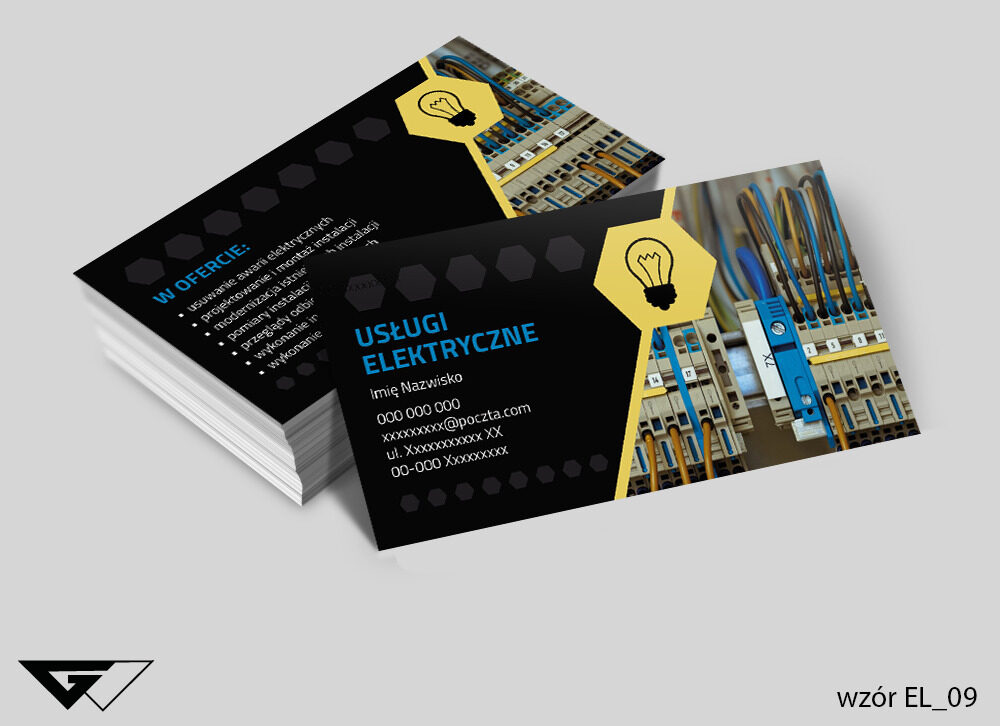Wizytówka Elektryk - żarówka