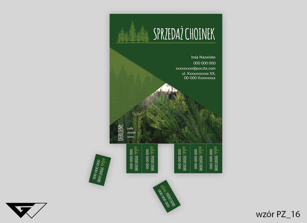 Plakat sprzedaż choinek - zielony