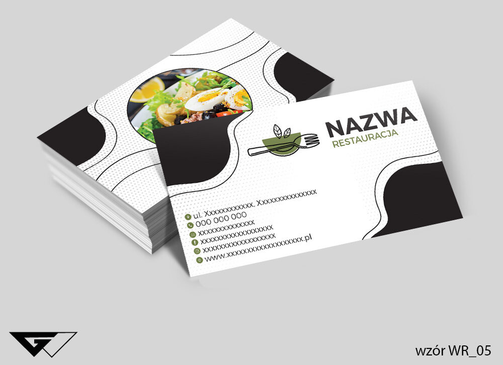 Wizytówka restauracja - biało czarna