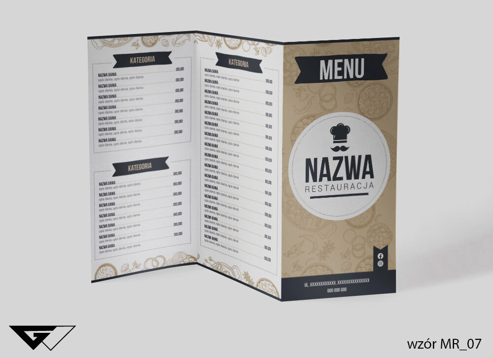 Ulotka menu - elegancka