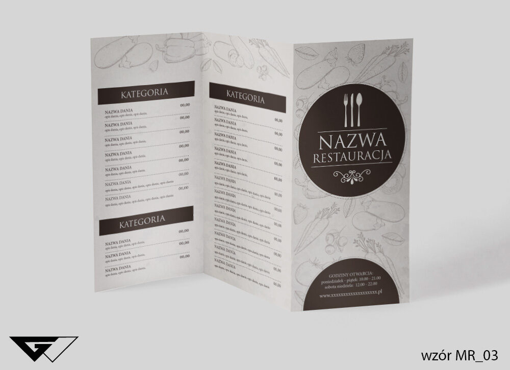 Ulotka menu - klasyczna