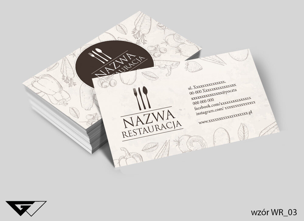 Wizytówka restauracja - klasyczna