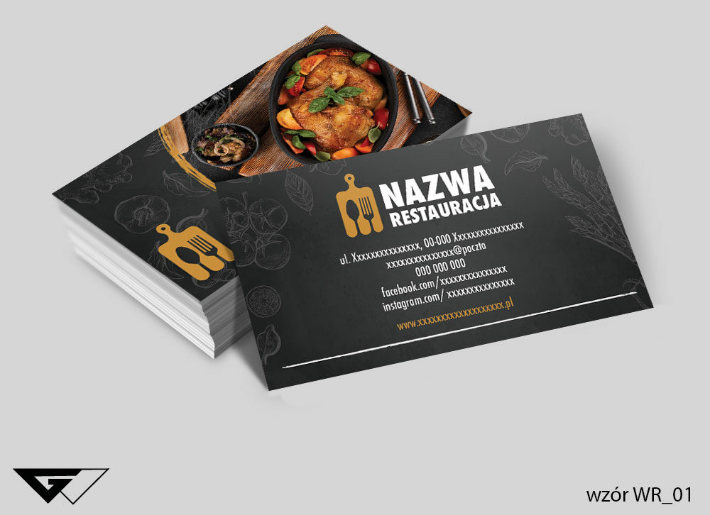 Wizytówka restauracja - czarno złota